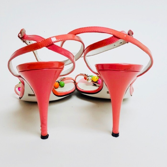 Dolce Gabbana Patent Leather Strappy Beaded Heels - Picture 3 of 6